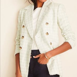 AT Petite Fringe Tweed Double Breasted Jacket